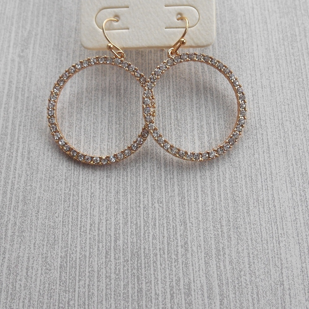 New Circle Rhinestone Earrings - Picture 5 of 5